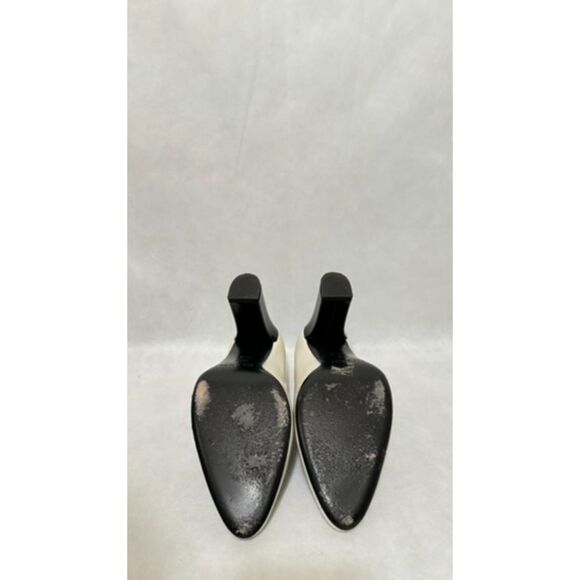 Vtg Via Spiga Baran Off White Leather Block Heel Pump Shootie Sz 9M - Picture 5 of 5